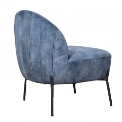 Poet pakoworld armchair velvet in blue antique-black color 54,5x65,5x66cm