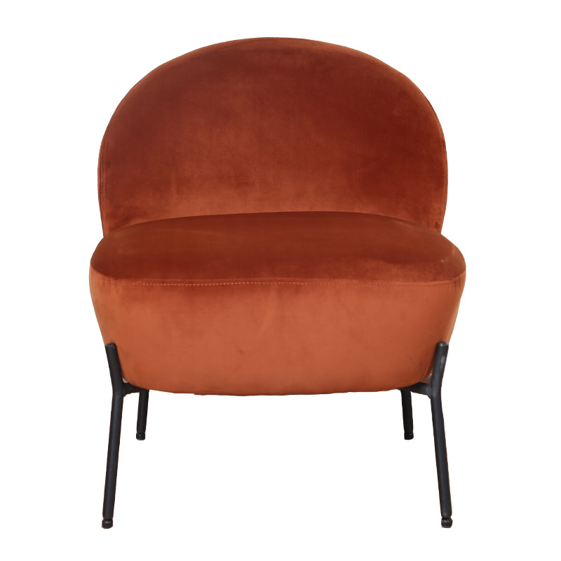 Poet pakoworld armchair with velvet fabric in brick color 54,5x65,5x66cm