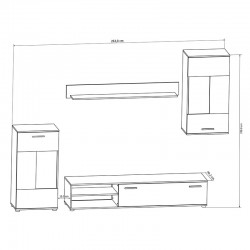 Σύνθετο σαλονιού Cool pakoworld χρώμα sonoma 263x40x190εκ