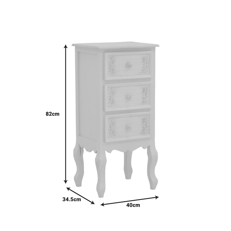 Pazlen Inart chest of drawers antique white color mdf 40x34.5x82cm