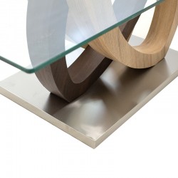 Τραπέζι σαλονιού Masai pakoworld γυαλί 8mm - πόδι χρώμα sonoma-καρυδί 120x60x43εκ