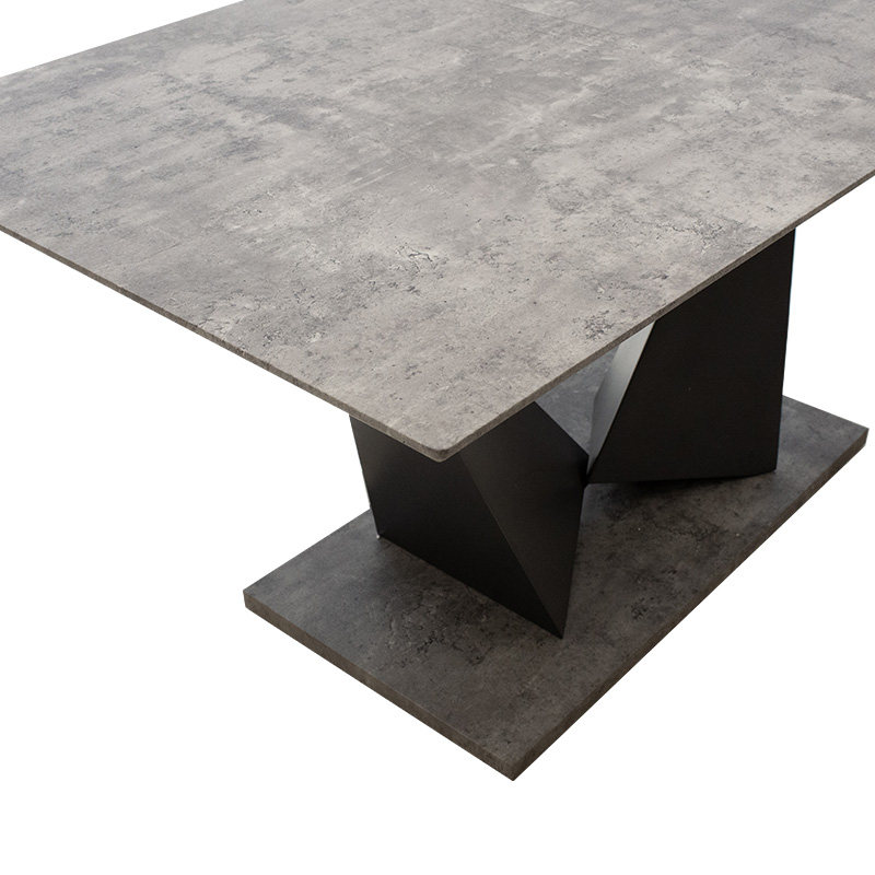 Τραπέζι Gordon pakoworld επεκτεινόμενο MDF 40mm γκρι cement - πόδι μαύρο 160-200x90x75εκ
