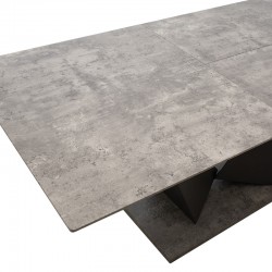 Dining table Gordon pakoworld eextendable MDF 40mm grey cement - black metal legs 160-200x90x75m