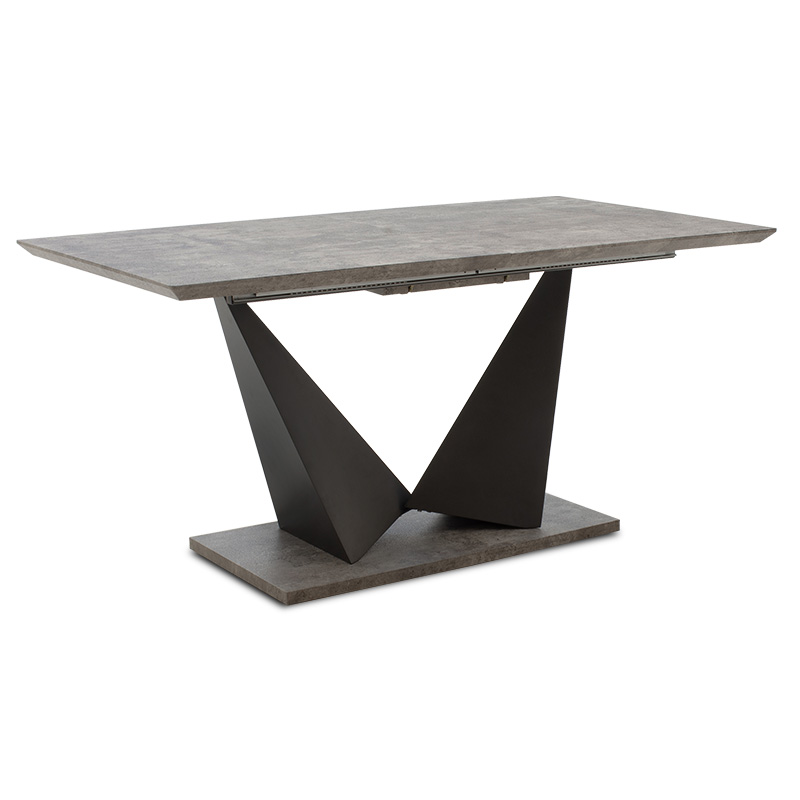 Gordon pakoworld expanding gray cement melamine table - black metal leg 160-200x90x75cm