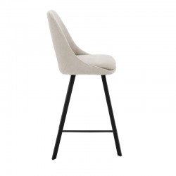 Bar stool Initiate pakoworld cream teddy fabric-leg black metal 48x56x98cm