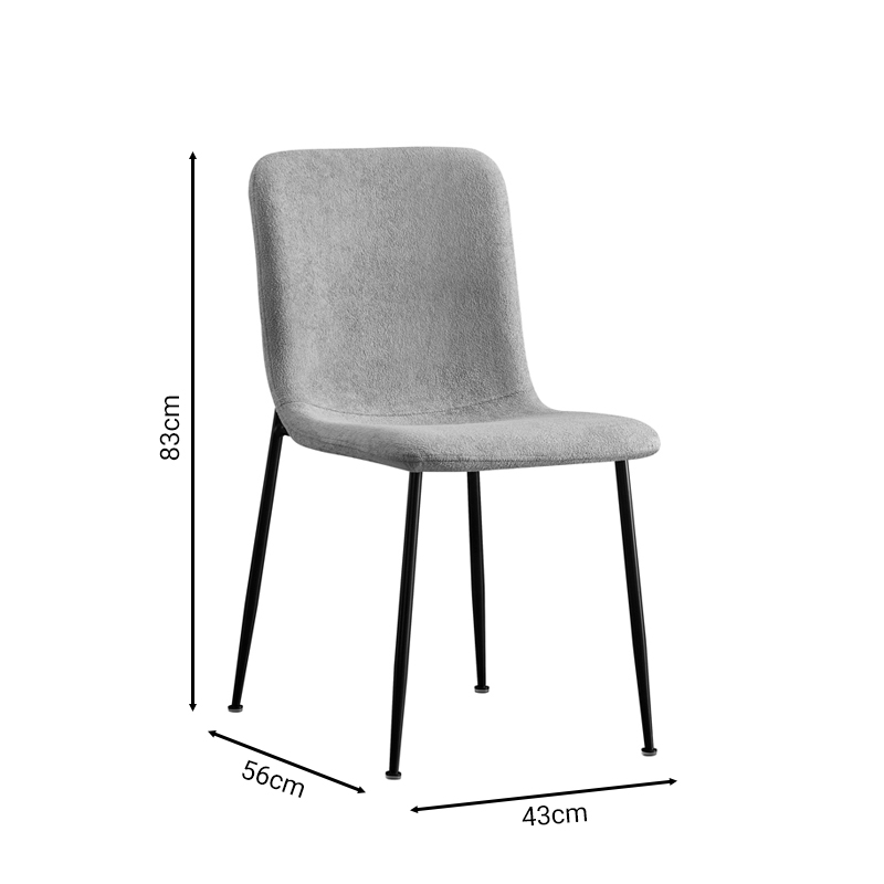 Gratify pakoworld chair gray bouclé fabric-leg black metal 43x56x83cm