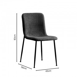 Καρέκλα Gratify pakoworld ανθρακί μπουκλέ ύφασμα-πόδι μαύρο μέταλλο 43x56x83εκ