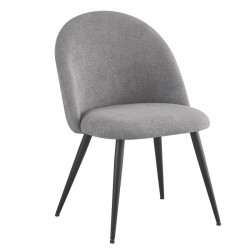 Graceful pakoworld chair gray bouclé fabric-leg black metal 51x56x84cm