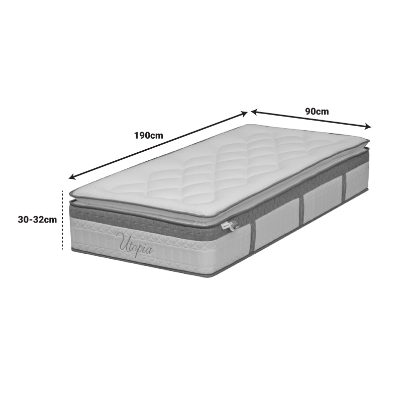 Mattress Utopia pakoworld pocket spring with topsoil 30-32cm 90x190cm