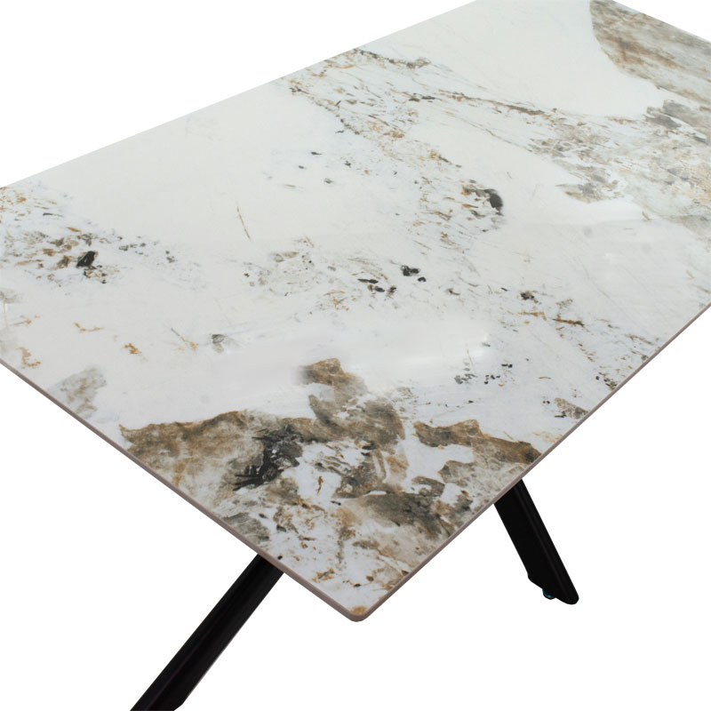 Dinning table Bethan pakoworld sintered stone white marble- metal black leg design 180x90x75cm