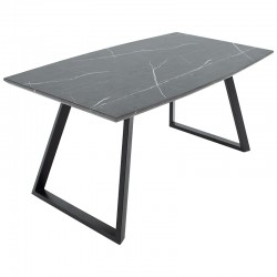 Dinning table Rouse pakoworld MDF black marble- metal black leg design 160x90x75cm