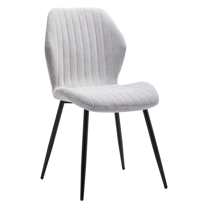 Chair Fersity pakoworld white fabric-black metal leg 48x56.5x85.5cm