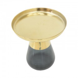 Coffee table Kunlo Inart gold chrome-black glass D50x53.5cm