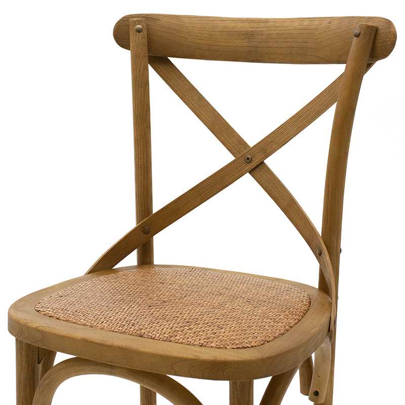 Bar stool Reid pakoworld wood light walnut- brown rattan