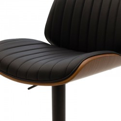 Bar stool Fern pakoworld adjustable height PU black wenge metal black