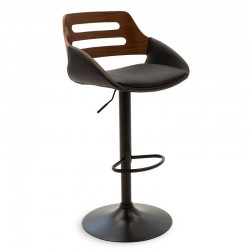 Bar stool Fern pakoworld adjustable height PU black walnut-metal black