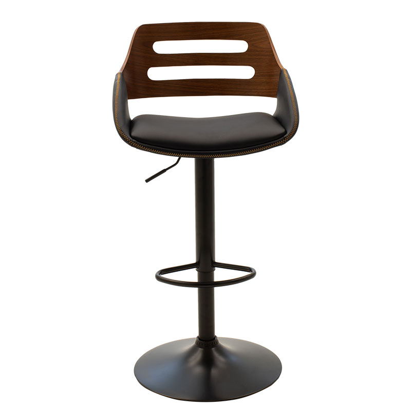 Bar stool Fern pakoworld adjustable height PU black walnut-metal black