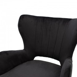 Armchair Lark pakoworld in black velvet 65x74x90cm