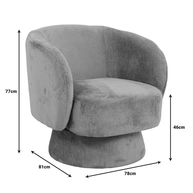 Kreslo pakoworld swivel armchair fabric in cream color 78x81x77cm