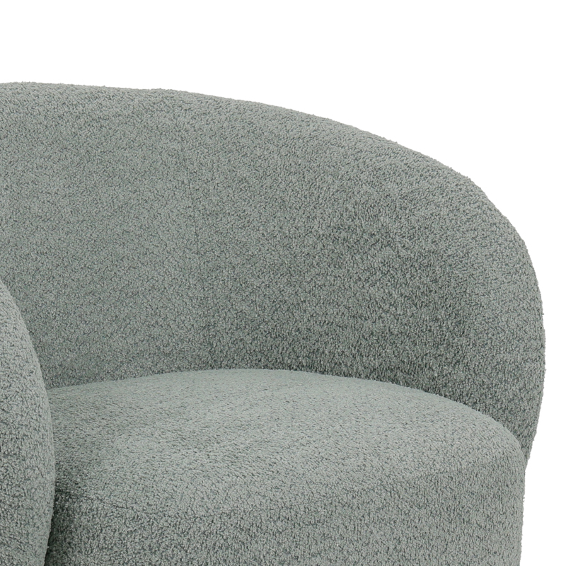 Kreslo pakoworld swivel armchair boucle fabric in ligh green color 78x81x77cm