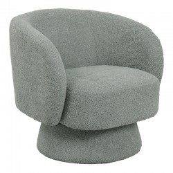 Kreslo pakoworld swivel armchair boucle fabric in ligh green color 78x81x77cm