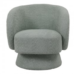 Kreslo pakoworld swivel armchair boucle fabric in ligh green color 78x81x77cm