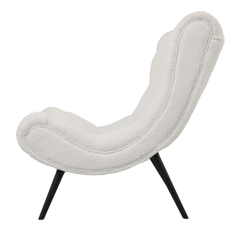 Silla pakoworld boucle fabric armchair in white color 97x80x100cm