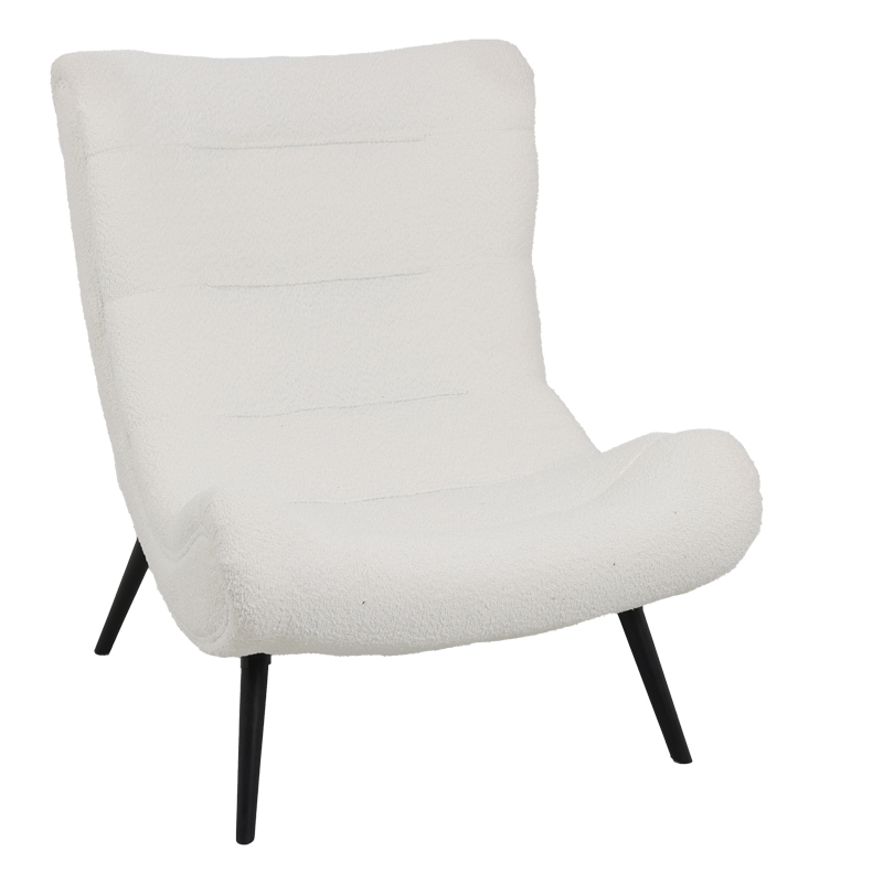 Silla pakoworld boucle fabric armchair in white color 97x80x100cm