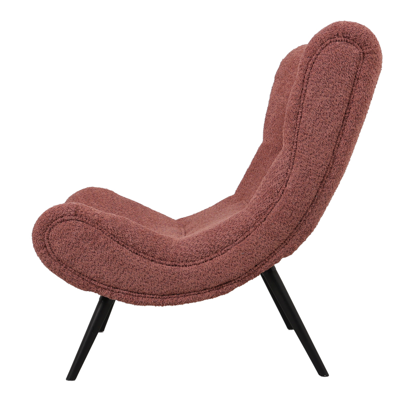 Silla pakoworld boucle fabric armchair in dusty pink 97x80x100cm