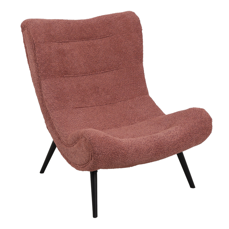 Silla pakoworld boucle fabric armchair in dusty pink 97x80x100cm