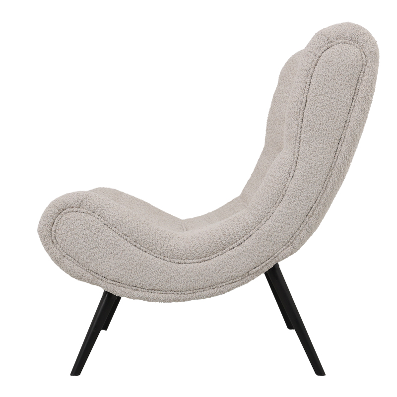 Silla pakoworld boucle fabric armchair in beige color 97x80x100cm