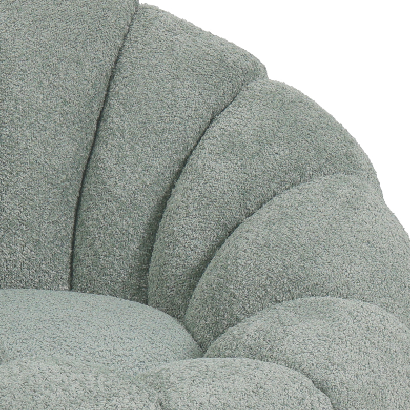 Nester pakoworld swivel armchair boucle fabric in light green color 98x97x69cm