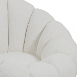 Nester pakoworld swivel armchair boucle fabric in white color 98x97x69cm