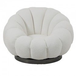 Nester pakoworld swivel armchair boucle fabric in white color 98x97x69cm