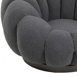 Nester pakoworld swivel armchair boucle fabric in dark grey color 98x97x69cm