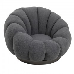 Nester pakoworld swivel armchair boucle fabric in dark grey color 98x97x69cm