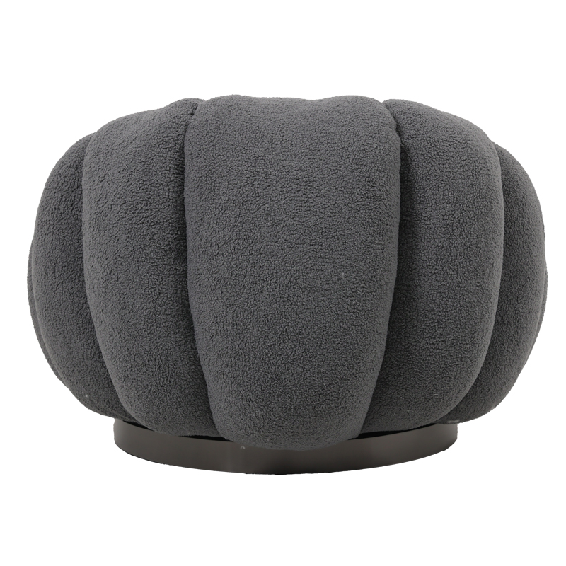 Nester pakoworld swivel armchair boucle fabric in dark grey color 98x97x69cm