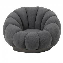 Nester pakoworld swivel armchair boucle fabric in dark grey color 98x97x69cm