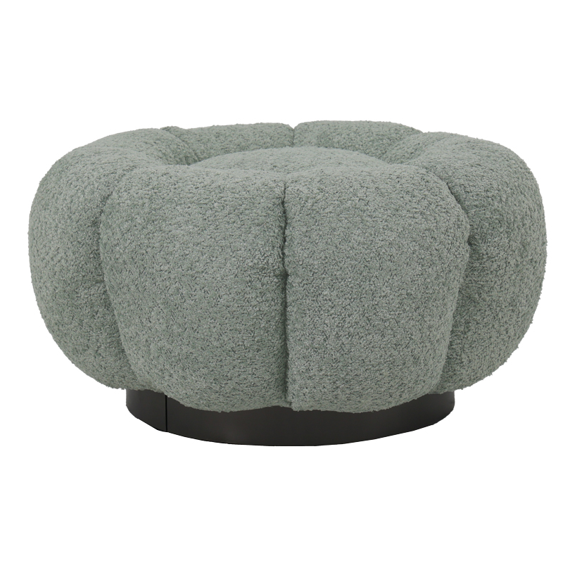 Nester pakoworld stool boucle fabric in light green color D60x31cm