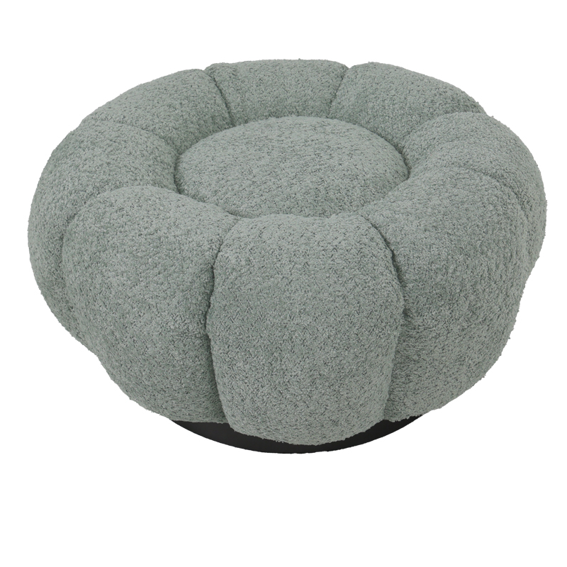 Nester pakoworld stool boucle fabric in light green color D60x31cm