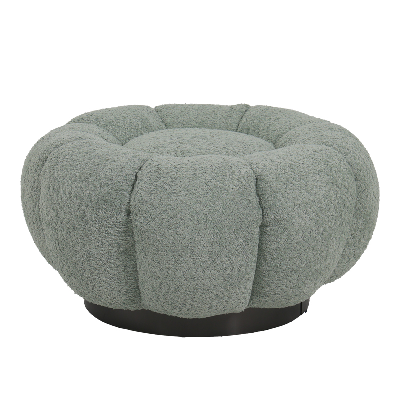 Nester pakoworld stool boucle fabric in light green color D60x31cm