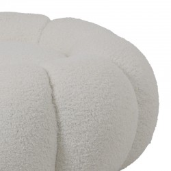 Nester pakoworld stool boucle  fabric in white color D60x31cm