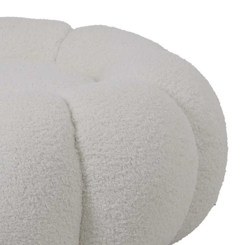 Nester pakoworld stool boucle  fabric in white color D60x31cm