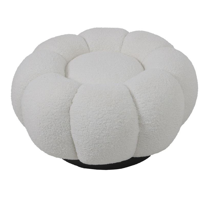 Nester pakoworld stool boucle  fabric in white color D60x31cm