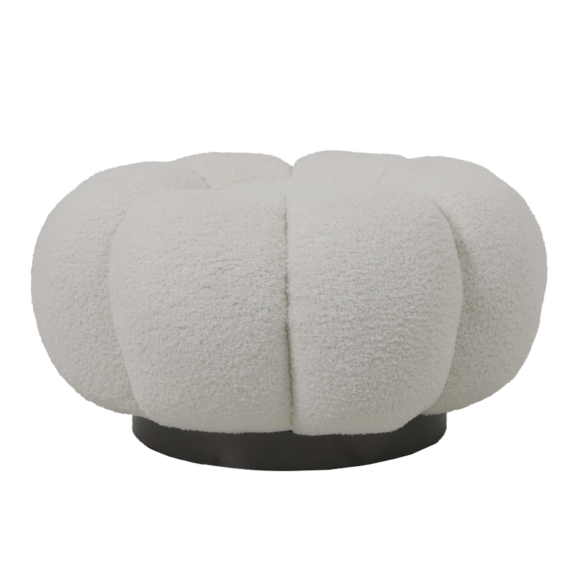 Nester pakoworld stool boucle  fabric in white color D60x31cm