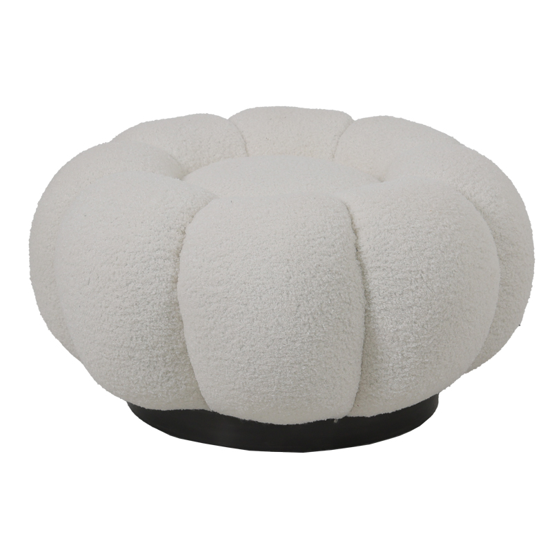 Nester pakoworld stool boucle  fabric in white color D60x31cm