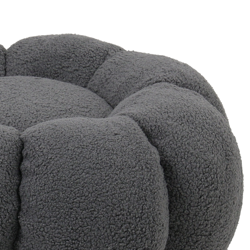 Nester pakoworld stool boucle fabric in grey color D60x31cm