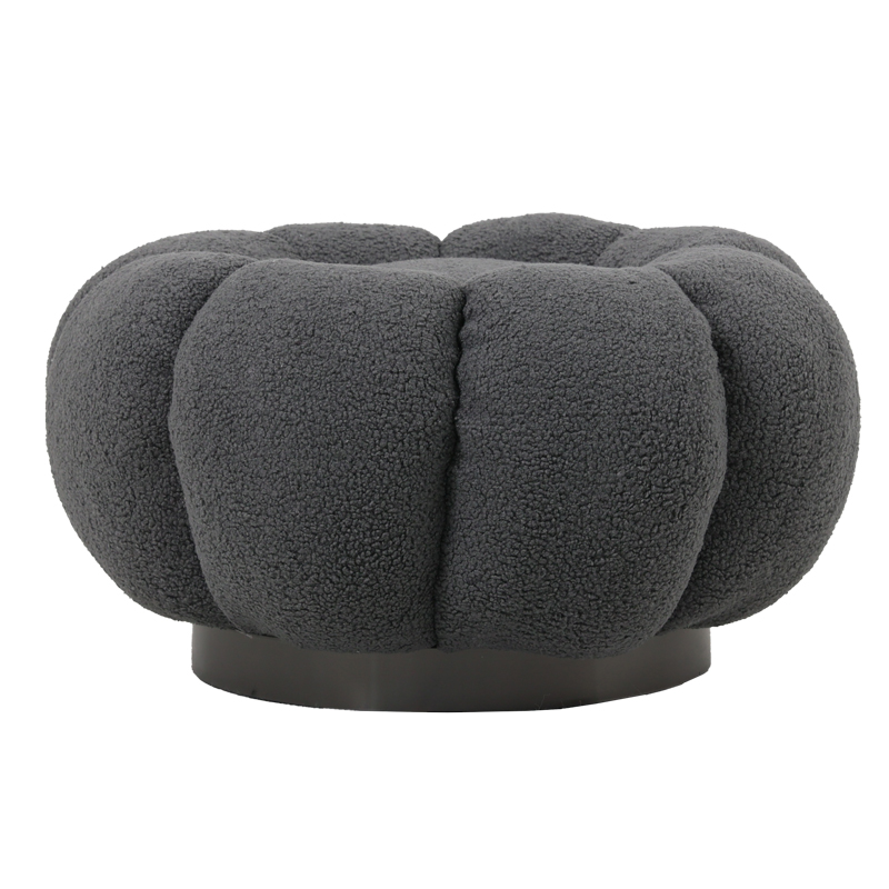 Nester pakoworld stool boucle fabric in grey color D60x31cm