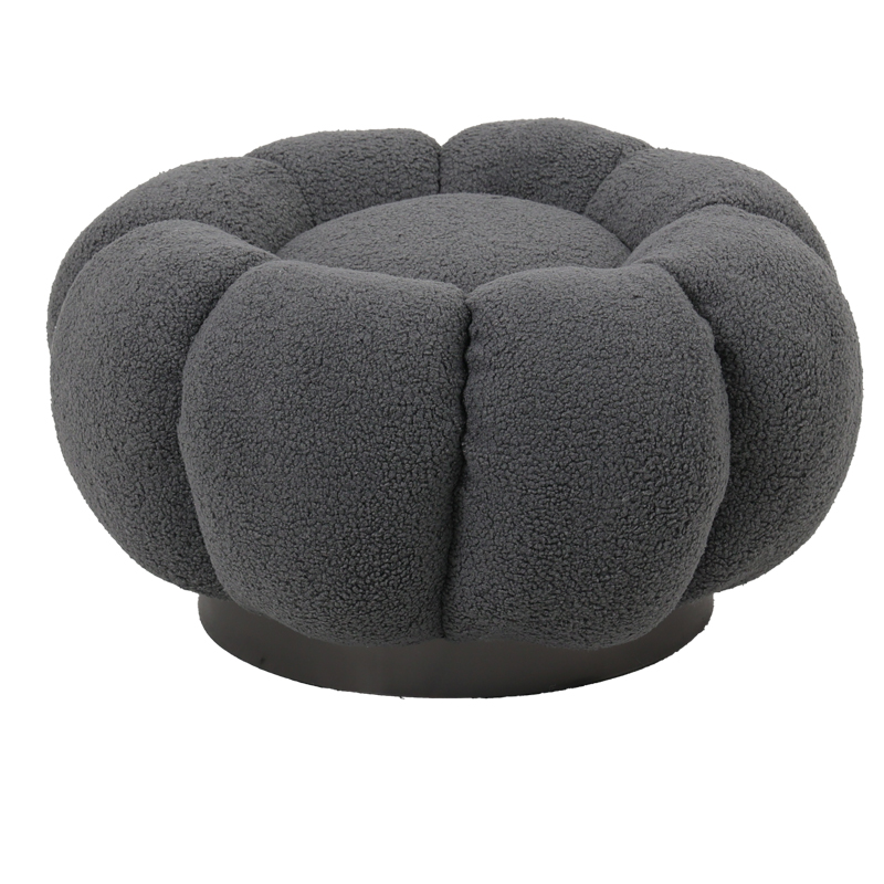 Nester pakoworld stool boucle fabric in grey color D60x31cm