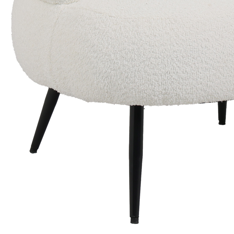 Foleja pakoworld armchair boucle fabric in white color with black metal legs 76x75x72cm